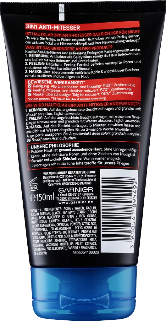 Garnier SkinActive Hautklar 3 In 1 Anti-Mitesser Mit Kohle 2 Garnier SkinActive Hautklar 3 In 1 Anti-Mitesser Mit Kohle – Bild 2