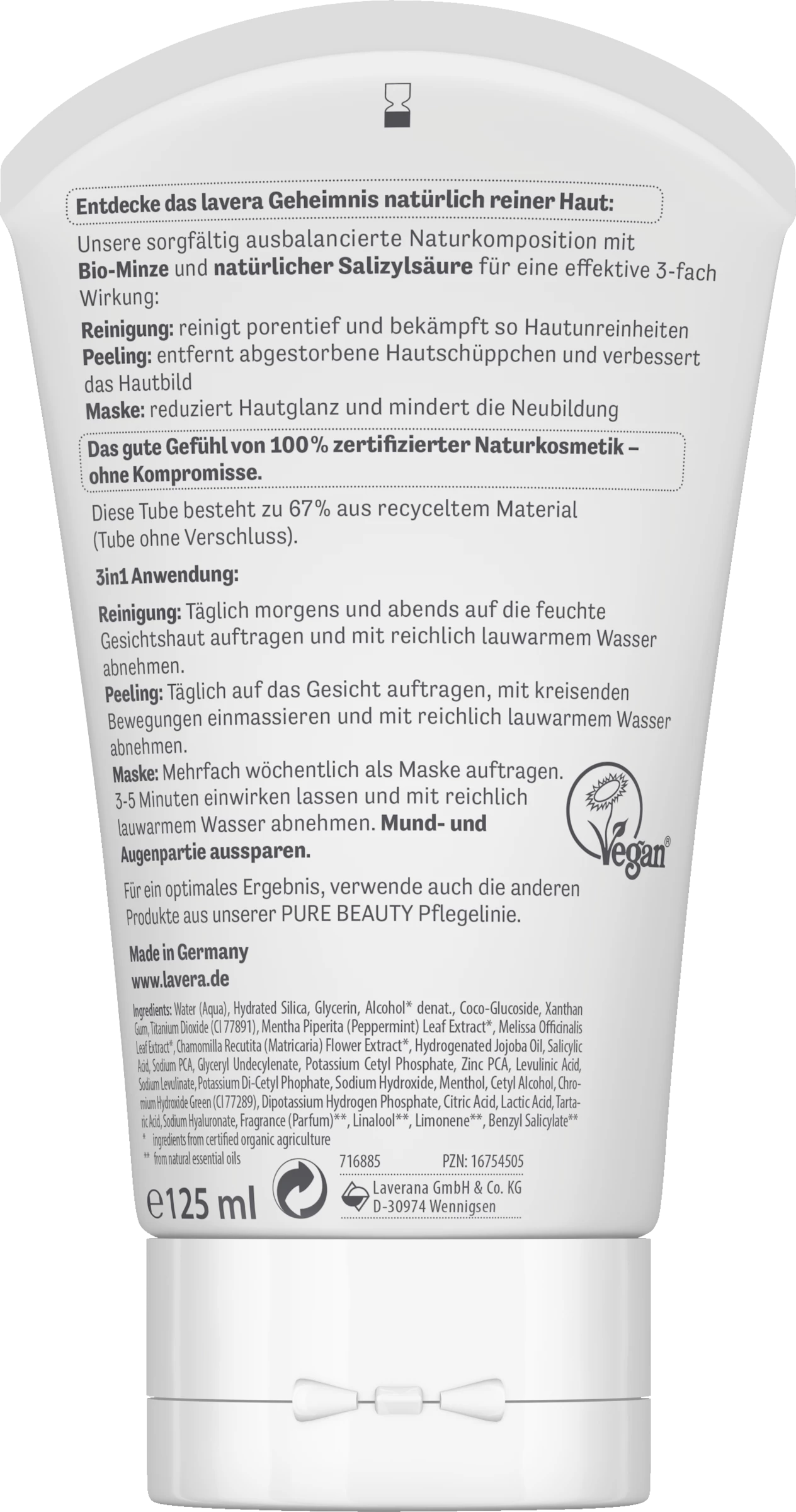 Lavera PURE BEAUTY 3in1 Reinigung - Peeling - Maske 2 Lavera PURE BEAUTY 3in1 Reinigung - Peeling - Maske – Bild 2