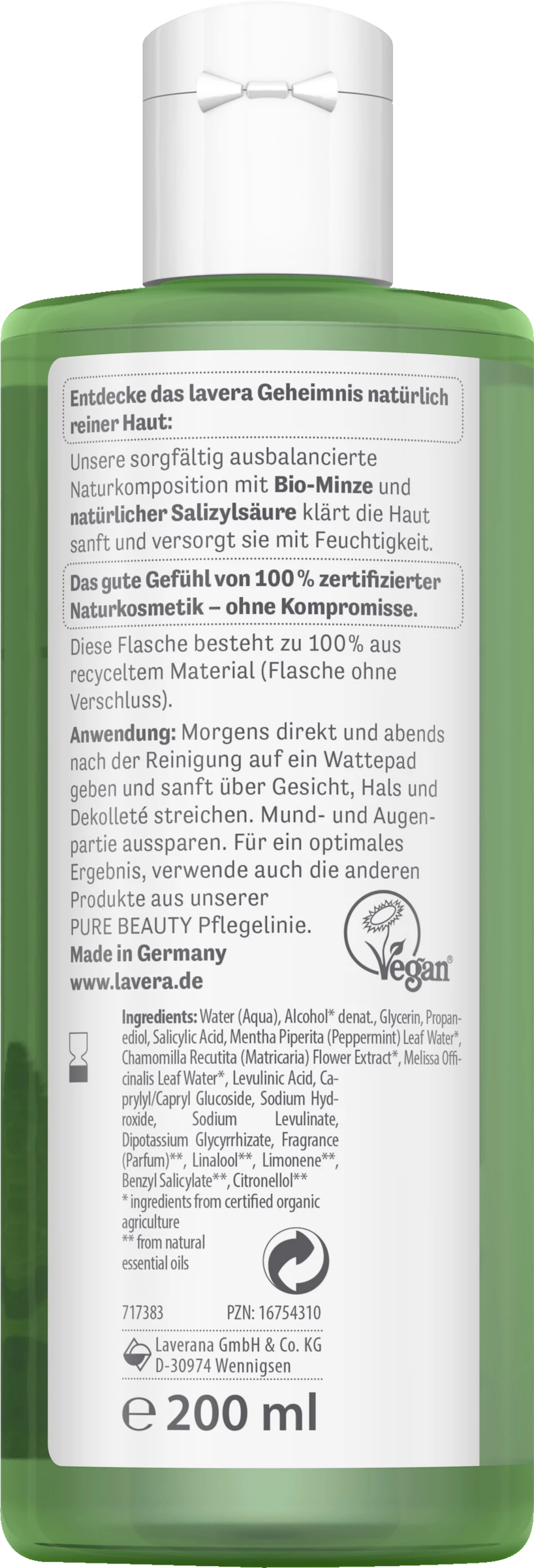 Lavera PURE BEAUTY Klärendes Gesichtswasser 2 Lavera PURE BEAUTY Klärendes Gesichtswasser – Bild 2