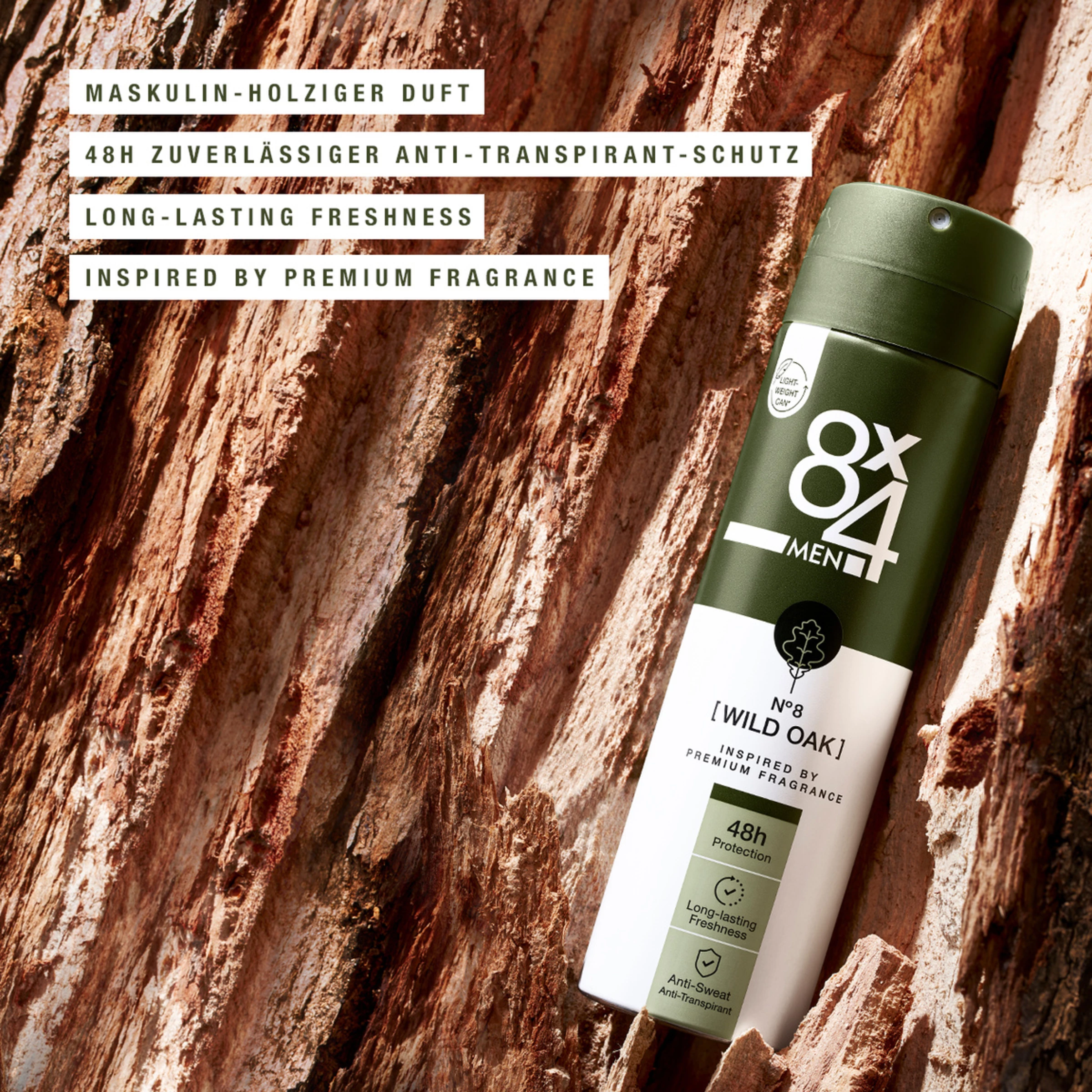 8x4 MEN Anti-Transpirant Spray N°8 Wild Oak 3 8x4 MEN Anti-Transpirant Spray N°8 Wild Oak – Bild 3