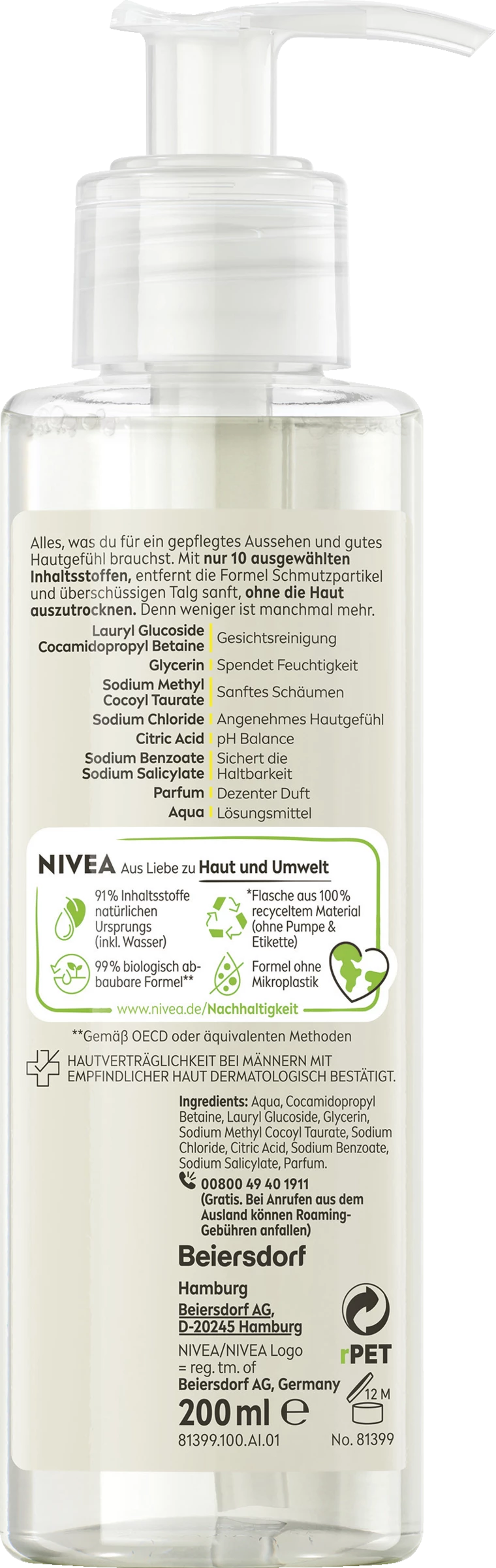 NIVEA MEN Sensitive Pro Menmalist Gesichts- & Bart Waschgel 2 NIVEA MEN Sensitive Pro Menmalist Gesichts- & Bart Waschgel – Bild 2