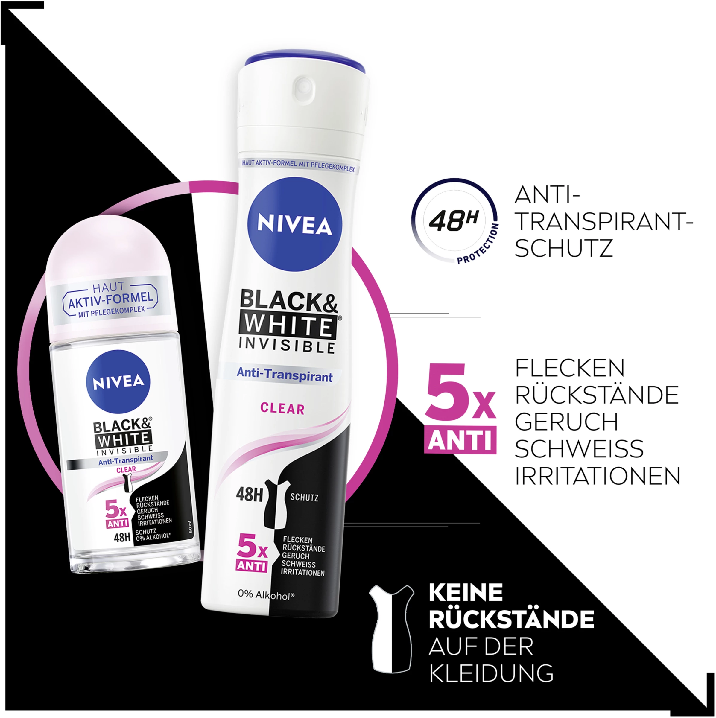 NIVEA Anti-Transpirant Spray Invisible Black & White Clear 7 NIVEA Anti-Transpirant Spray Invisible Black & White Clear – Bild 7