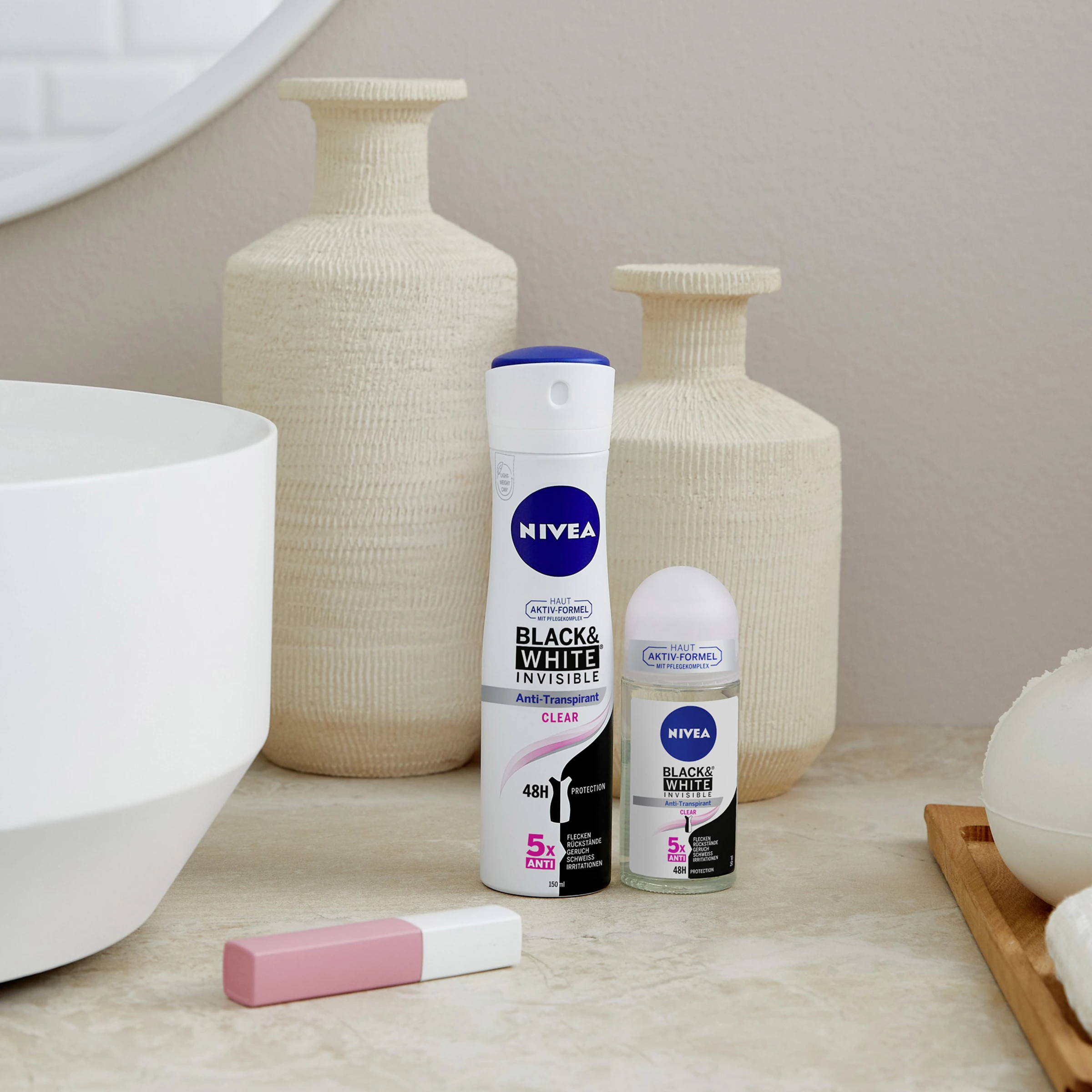 NIVEA Anti-Transpirant Roll-on Black & White Invisible Clear 3 NIVEA Anti-Transpirant Roll-on Black & White Invisible Clear – Bild 3