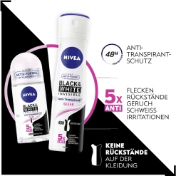 NIVEA Anti-Transpirant Roll-on Black & White Invisible Clear 15 NIVEA Anti-Transpirant Roll-on Black & White Invisible Clear -Satin Naturel shop MAM 8419304 SHOP IMAGE 1.4