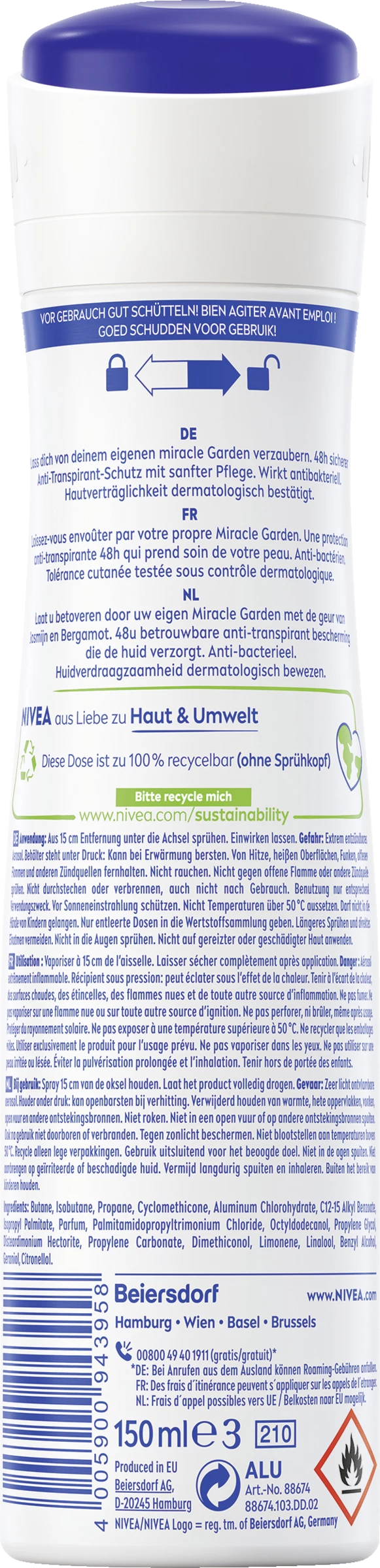 NIVEA Anti-Transpirant Spray Miracle Garden Jasmin 2 NIVEA Anti-Transpirant Spray Miracle Garden Jasmin – Bild 2
