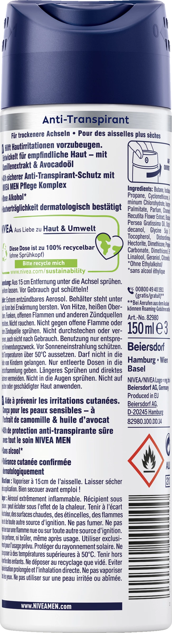 NIVEA MEN Sensitive Protect Deo Spray 2 NIVEA MEN Sensitive Protect Deo Spray – Bild 2