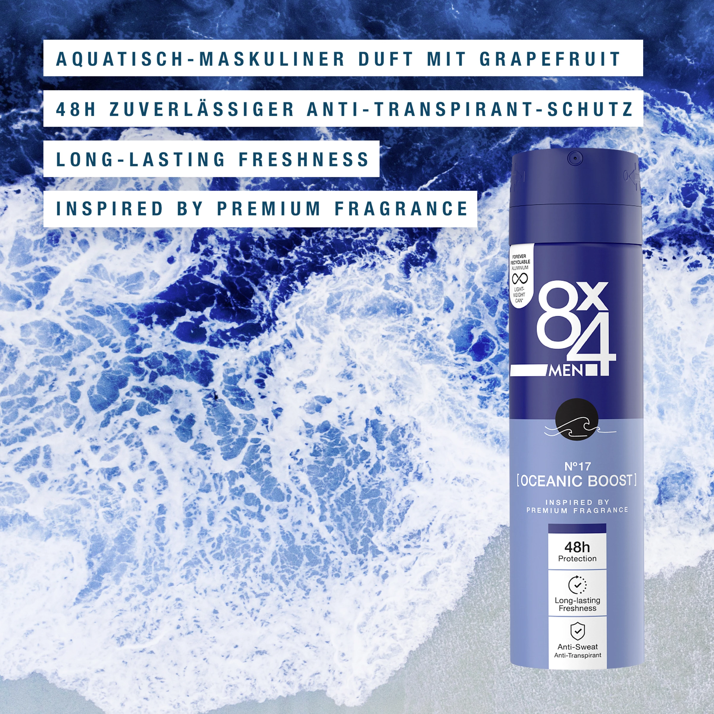 8x4 MEN Anti-Transpirant Spray N°17 Oceanic Boost 4 8x4 MEN Anti-Transpirant Spray N°17 Oceanic Boost – Bild 4