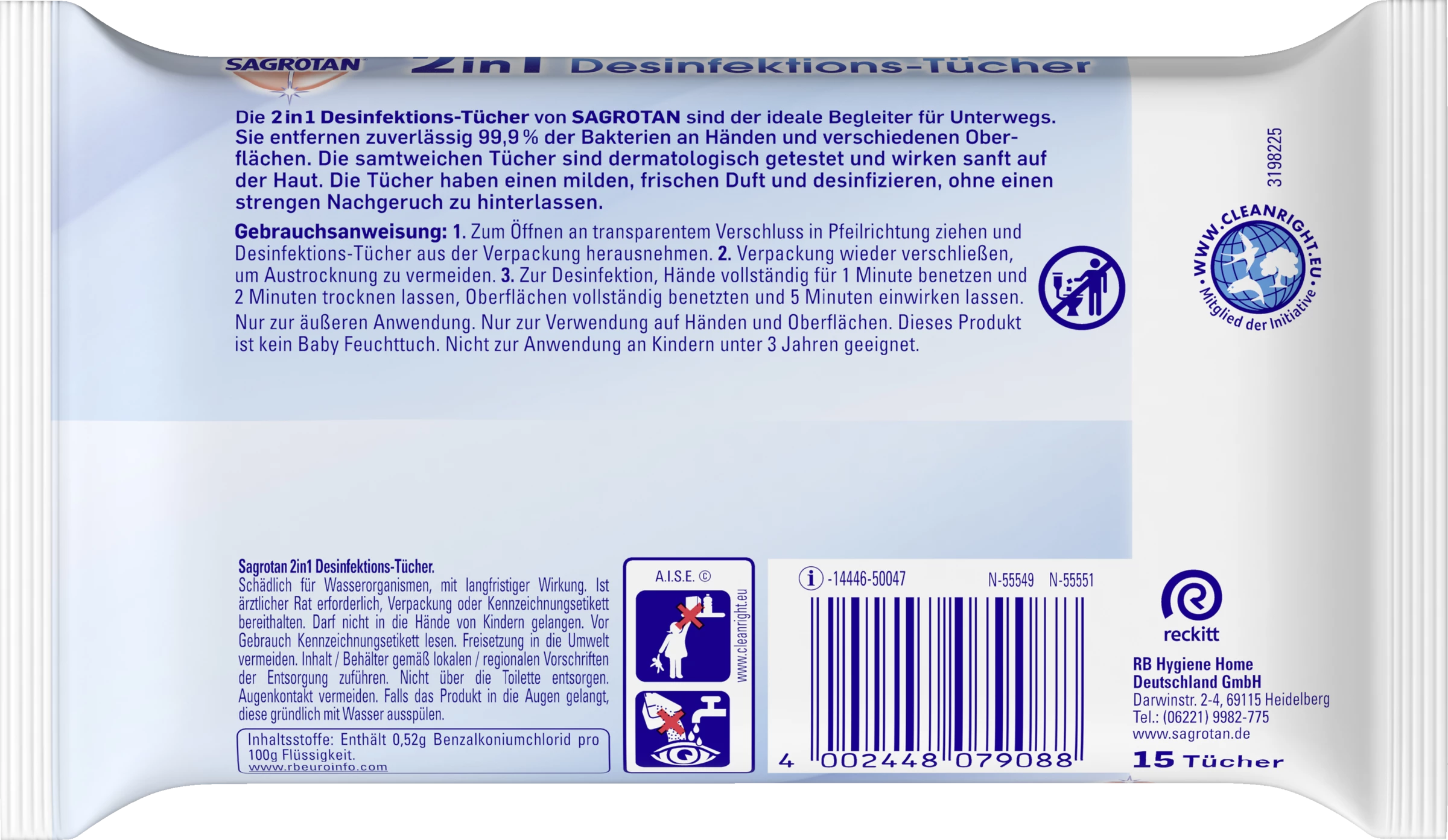 Sagrotan 2in1 Desinfektions-Tücher Reisegröße 2 Sagrotan 2in1 Desinfektions-Tücher Reisegröße – Bild 2