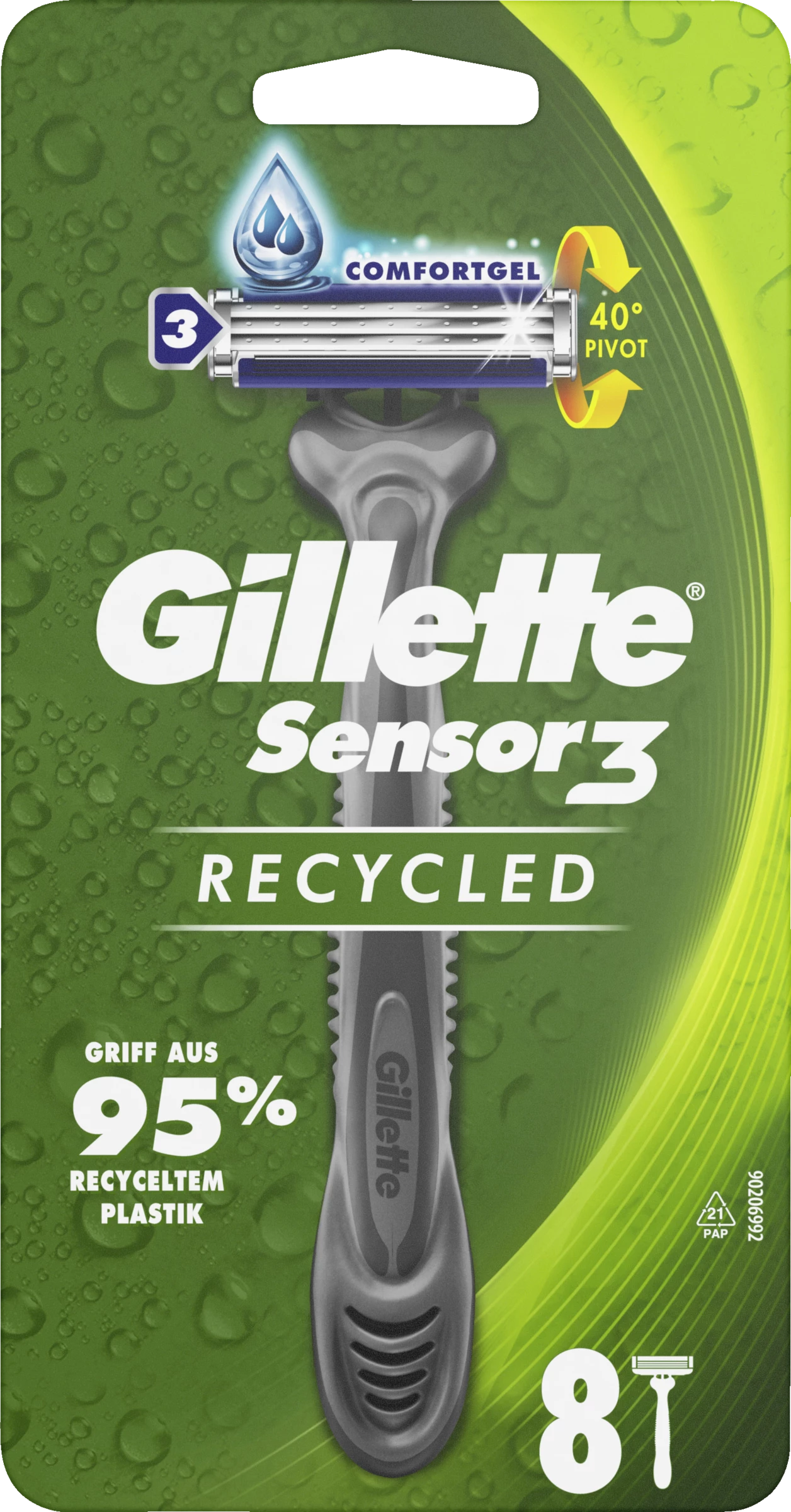 Gillette® Sensor3 Einwegrasierer Recycled 1 Gillette® Sensor3 Einwegrasierer Recycled