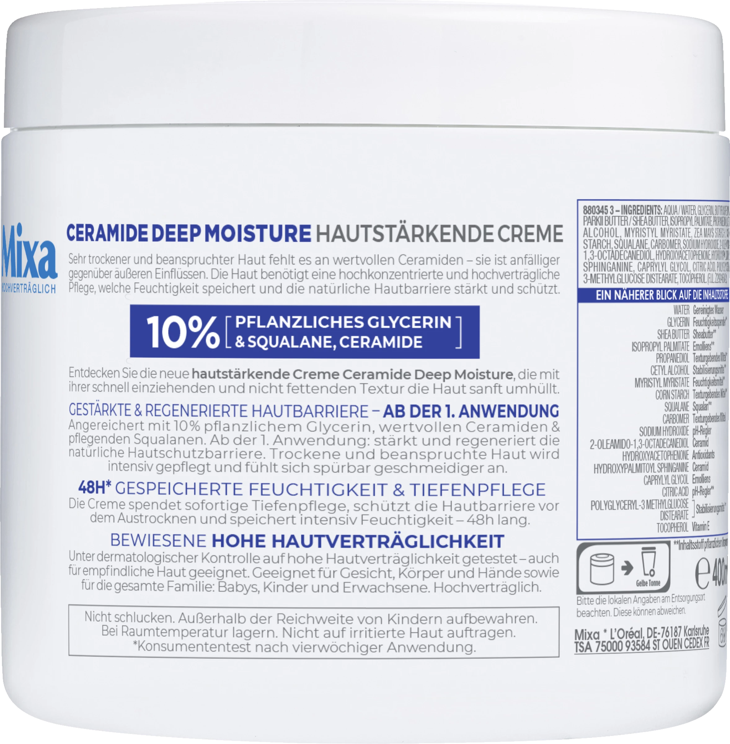 MIXA Ceramide Deep Moisture Hautstärkende Creme 2 MIXA Ceramide Deep Moisture Hautstärkende Creme – Bild 2