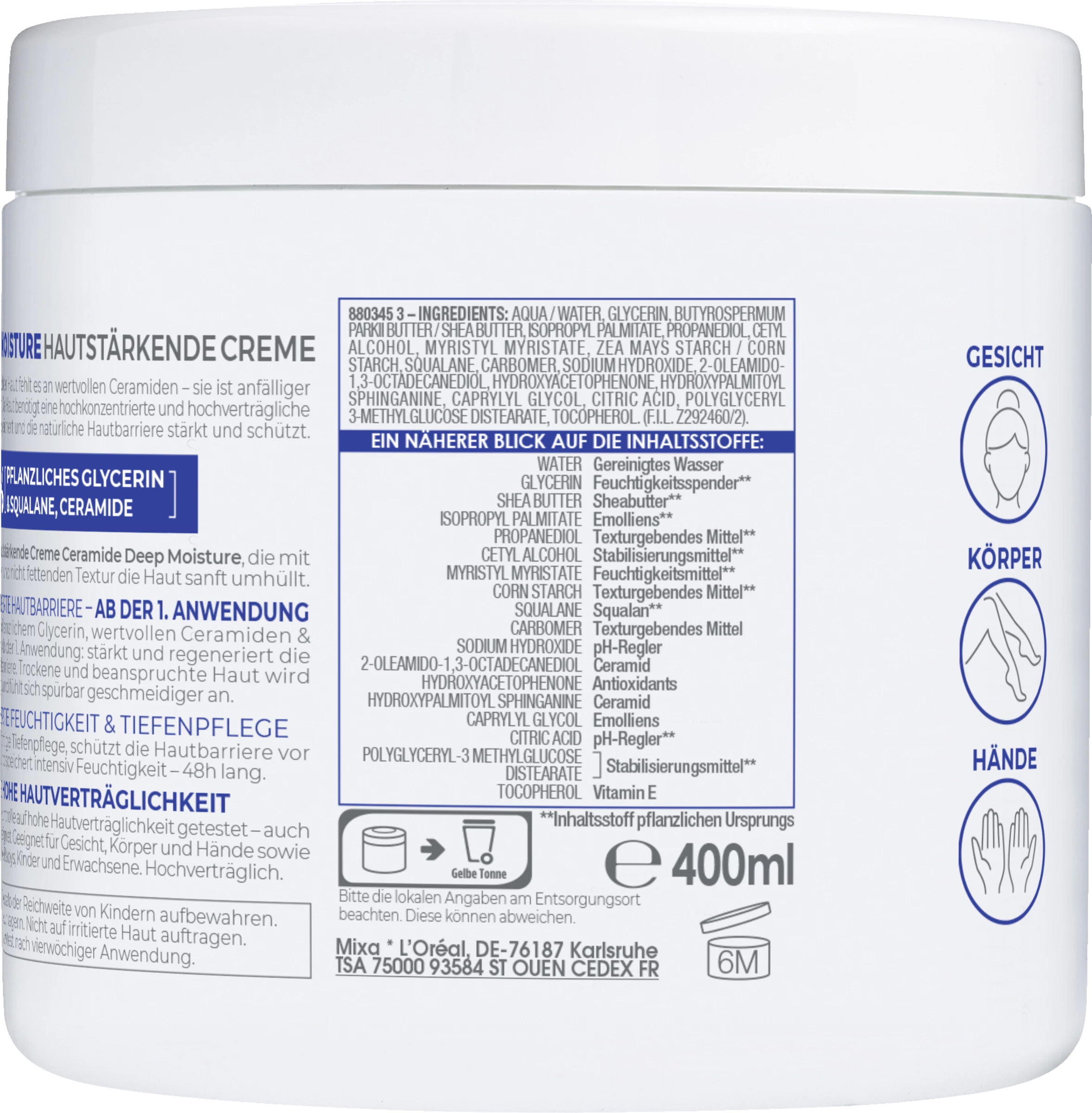 MIXA Ceramide Deep Moisture Hautstärkende Creme 3 MIXA Ceramide Deep Moisture Hautstärkende Creme – Bild 3