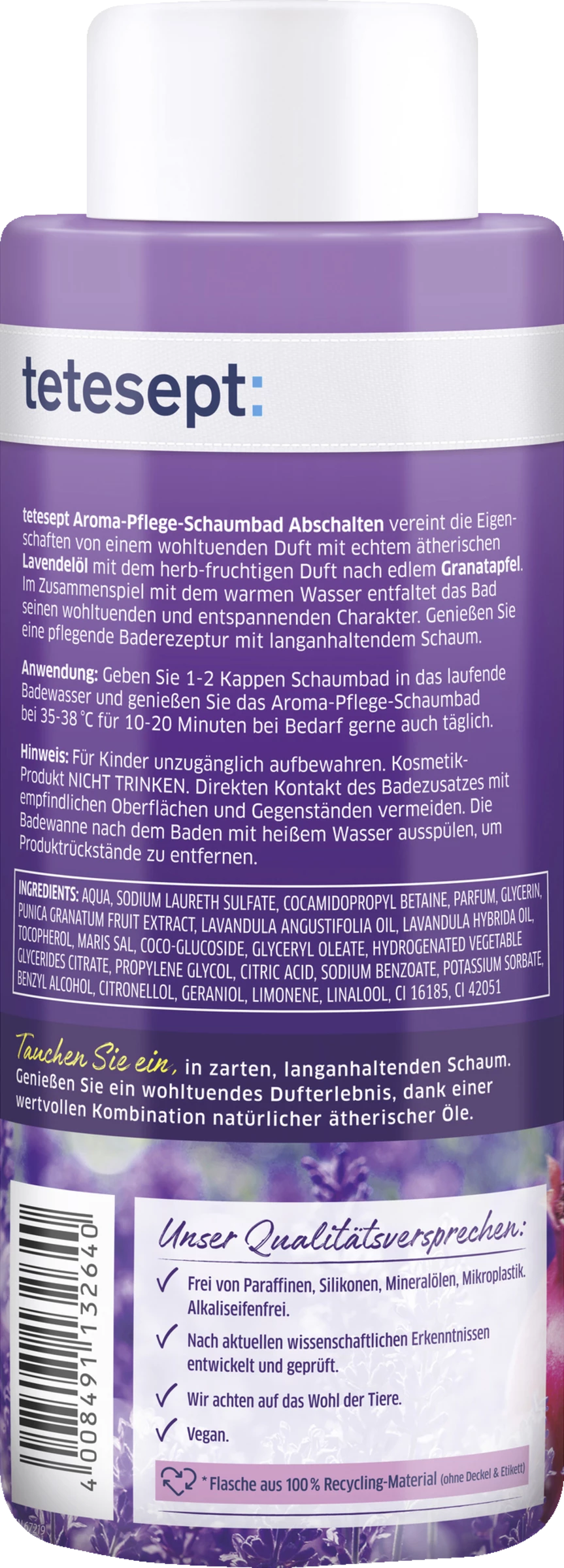 Tetesept Aroma-Pflege-Schaumbad Abschalten 2 Tetesept Aroma-Pflege-Schaumbad Abschalten – Bild 2